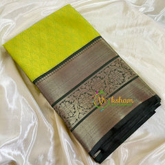 Parrot Green Kora Muslin Saree-VS510