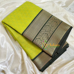 Parrot Green Kora Muslin Saree-VS510