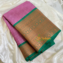 Purple with Green Kora Muslin Saree-VS512