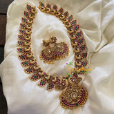 AD Stone Traditional Maanga Haram with Pendant -Gold Bead -G7429