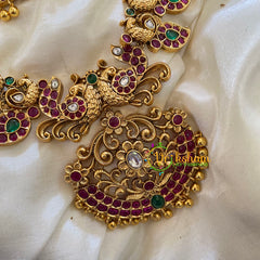 AD Stone Traditional Maanga Haram with Pendant -Gold Bead -G7429