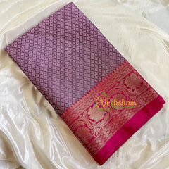 Violet with Pink Kora Muslin Saree-VS515