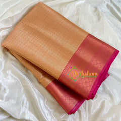 Metallic Sandal Kora Muslin Saree-VS522