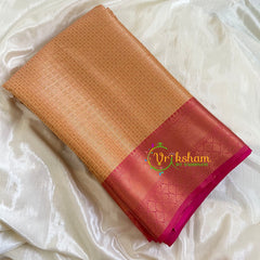 Metallic Sandal Kora Muslin Saree-VS522