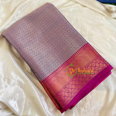 Metallic Purple Kora Muslin Saree-VS524
