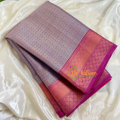 Metallic Purple Kora Muslin Saree-VS524