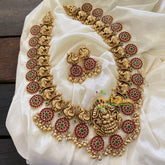 Premium AD Stone Lakshmi Haram - Gold Bead Pearl-G7423