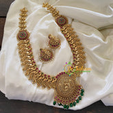 Premium Peacock Haram with Mogappu-Green Bead-G7420