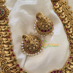 Premium Peacock Haram with Mogappu-Green Bead-G7420