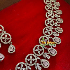 Premium White Tone American Diamond Choker-Tear Drops-G3189