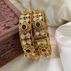 Premium Gold Look Alike AD Stone Bangle-Screw Type-G4230