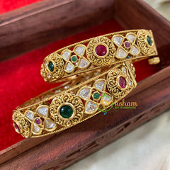 Premium Gold Look Alike AD Stone Bangle-Screw Type-G4230