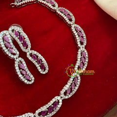 Premium White Tone American Diamond Choker-Cell-G3190
