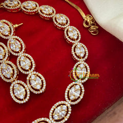 Premium Gold Tone American Diamond Choker-Oval-G3191