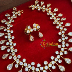 Premium Gold Tone American Diamond Choker-White Tear drops-G3193