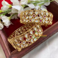 Premium White Red AD Stone Bangle-Princess cut-Screw Type-G8802