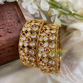 Premium White Red AD Stone Bangle-Princess cut-Screw Type-G8802