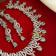 Pastel Green American Diamond Choker-Tear Drop Neckpiece-G3204