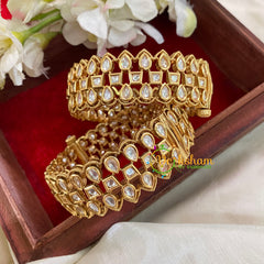 Premium White AD Stone Bangle- Princess Cut -Screw Type Bangles-G8800