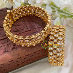 Premium White AD Stone Bangle- Princess Cut -Screw Type Bangles-G8800