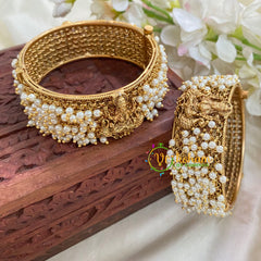 Premium Cluster Pearl Temple Bangles -Screw Type Bangles -G3153