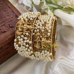 Premium Cluster Pearl Temple Bangles -Screw Type Bangles -G3153
