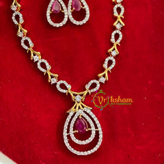 Gold Look Alike AD stone Short Neckpiece-Thilak-G3212