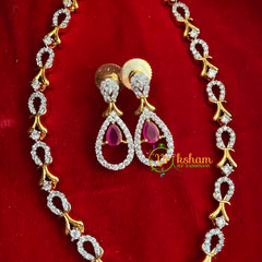 Gold Look Alike AD stone Short Neckpiece-Thilak-G3212