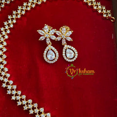 Premium American Diamond Haram with Tear Drop Pendant-G3194