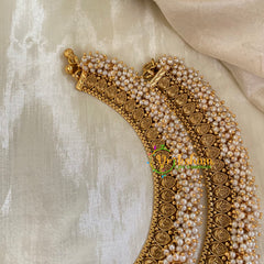 Gold Look Alike Bridal Anklets-Cluster Pearl-G10132