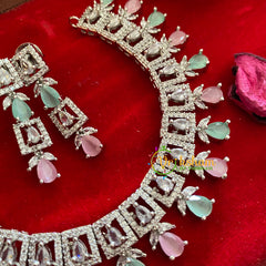 White Tone American Diamond Choker-Pastel Mix-G3281