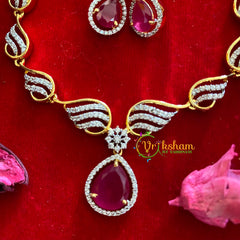 Gold Look Alike AD stone Short Neckpiece-Thilak 2-G3213