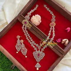 Gold American Diamond Haram with Mugappu-G3285