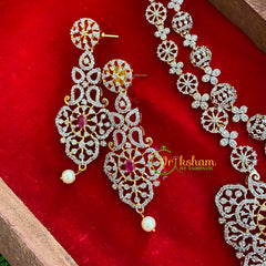 Gold American Diamond Haram with Mugappu-G3285