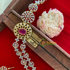 Gold American Diamond Haram with Mugappu-G3285