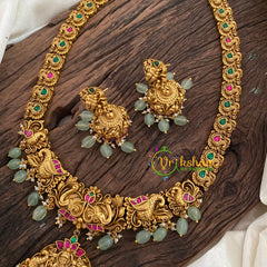 Precious Jadau Kundan Lakshmi Haram -Pastel Green Bead-J1174