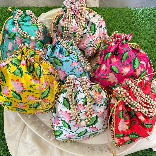 Return Gift Pichwai Potli Bags -Pichwai Printed Potli bag -6 pieces Set-RG044