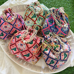 Return Gift Potli Bags -Printed Potli bag -6 pieces Set-RG041