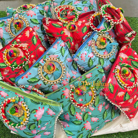 Return Gift Pichwai Potli Bags -Pichwai Printed Potli bag -6 pieces Set-RG038