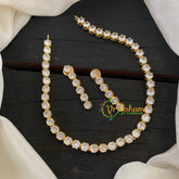 Gold American Diamond Choker Short Neckpiece-Round -G6560