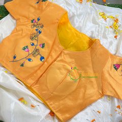 Blue with Yellow Border Pichwai Kalamkari Saree-VS442