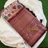Beige Kalamkari Semi Soft Silk Saree-VS422