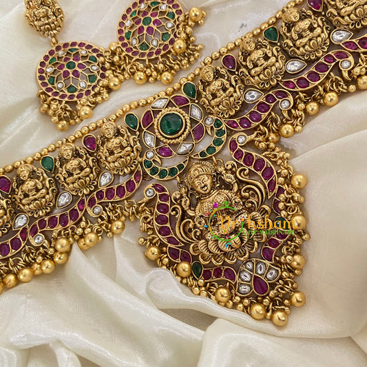 Precious Lakshmi Bridal High Neck Choker-Gold Bead-G8847