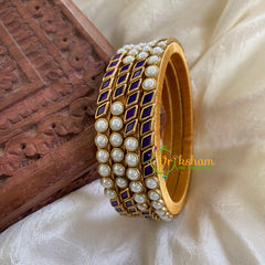 Thin Silk Thread Kundan Bangle-White Violet-G6240