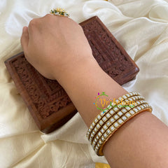 Thin Silk Thread Kundan Bangle -White Matt-Square-G6263