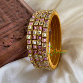Thin Silk Thread Kundan Bangle -Lilac-Square-G6260
