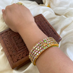 Thin Silk Thread Kundan Bangle -Lilac-Square-G6260