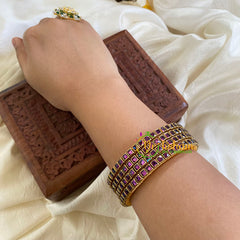 Thin Silk Thread Kundan Bangle -Purple-Square-G6259