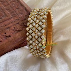 Silk Thread Kada Kundan Bangle -Matt White-Dice-G6247