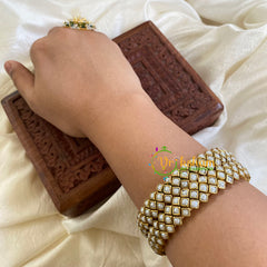 Silk Thread Kada Kundan Bangle -Matt White-Dice-G6247